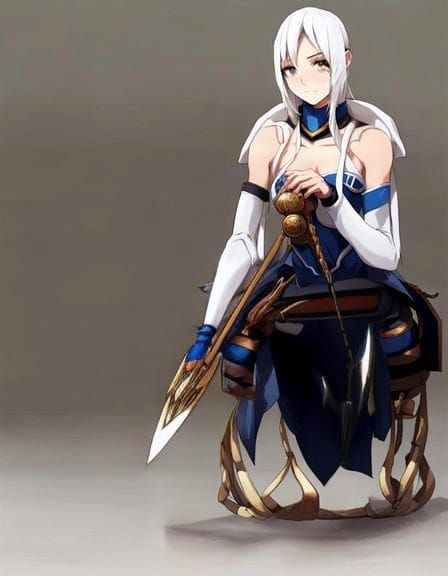 Anime Girl with Spider Body and Greek Helmet