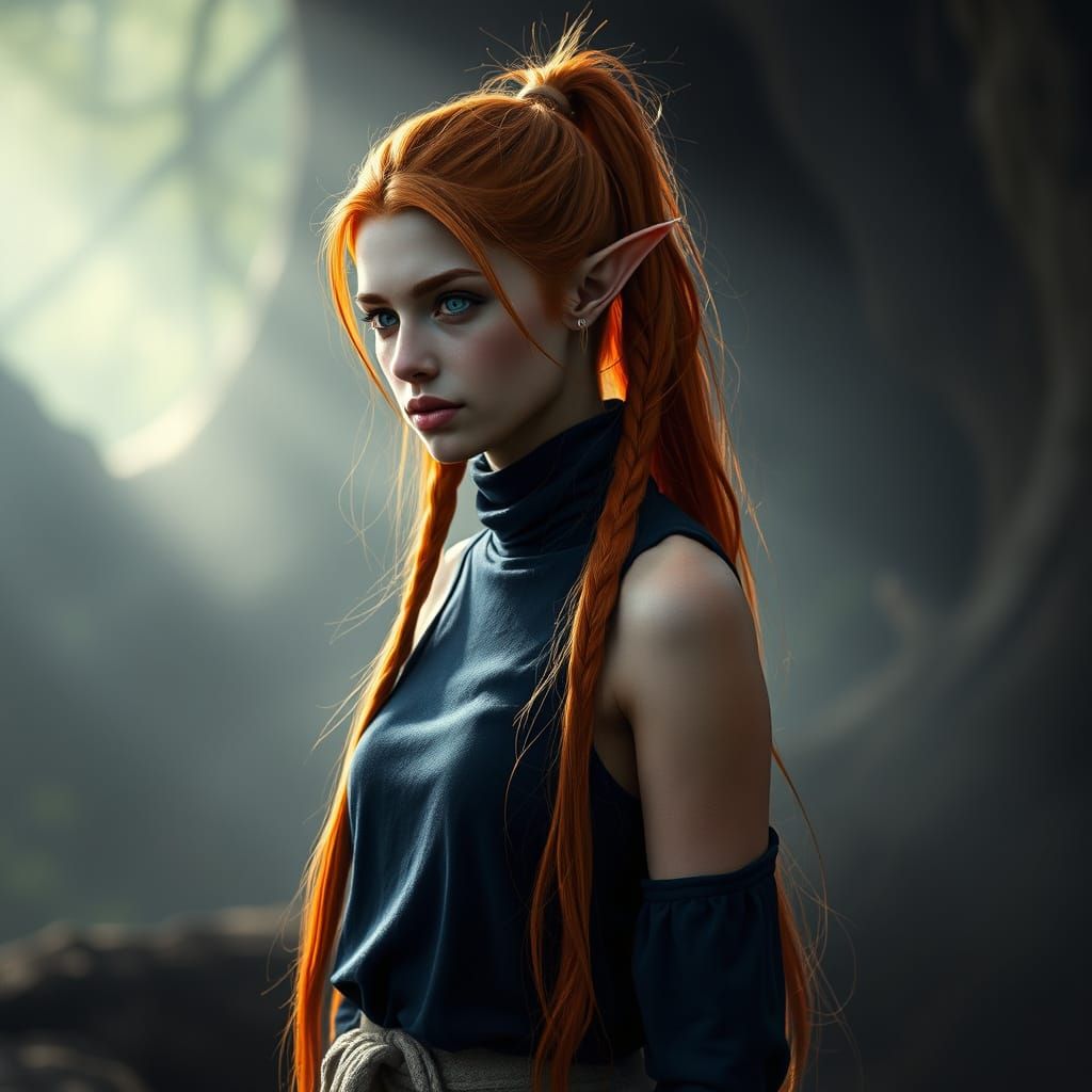 Ethereal Elf Druid in Hyperrealistic Style