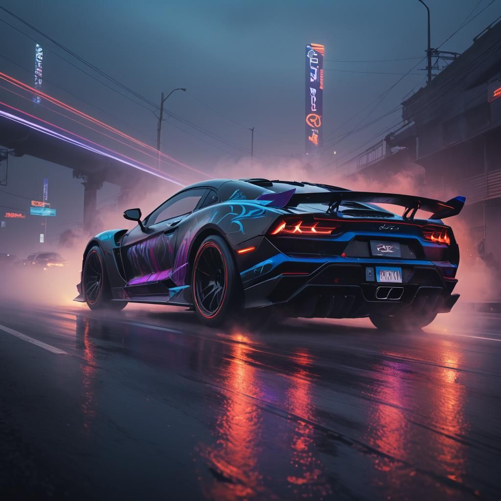 Tribal Super Car Races on Misty Neon Highway