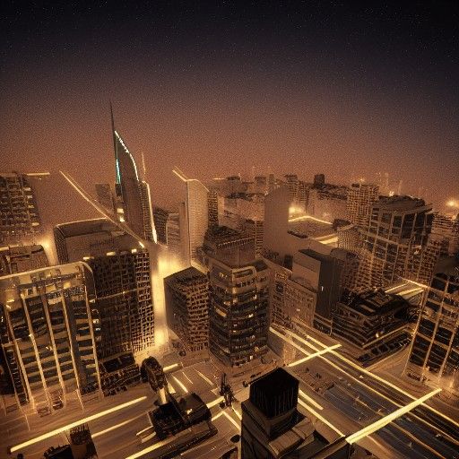 Futuristic Cityscape with Shooting Star in Digital Art