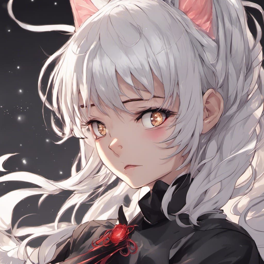 Anime Catgirl Portrait in Manga Style