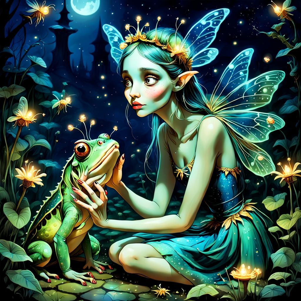 Fairy Queen's Midnight Gossip in a Magical Garden