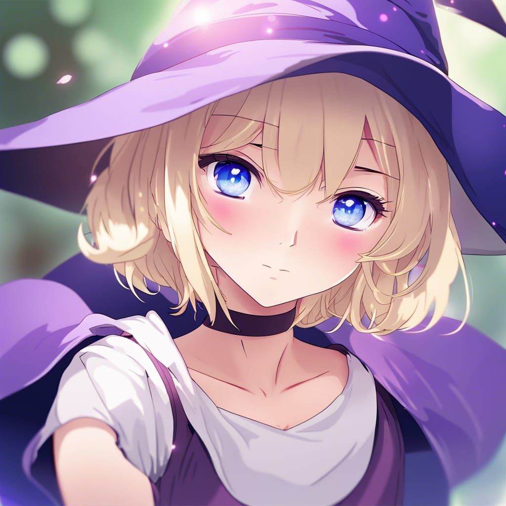 Blonde Girl in Witch Hat: Anime Style