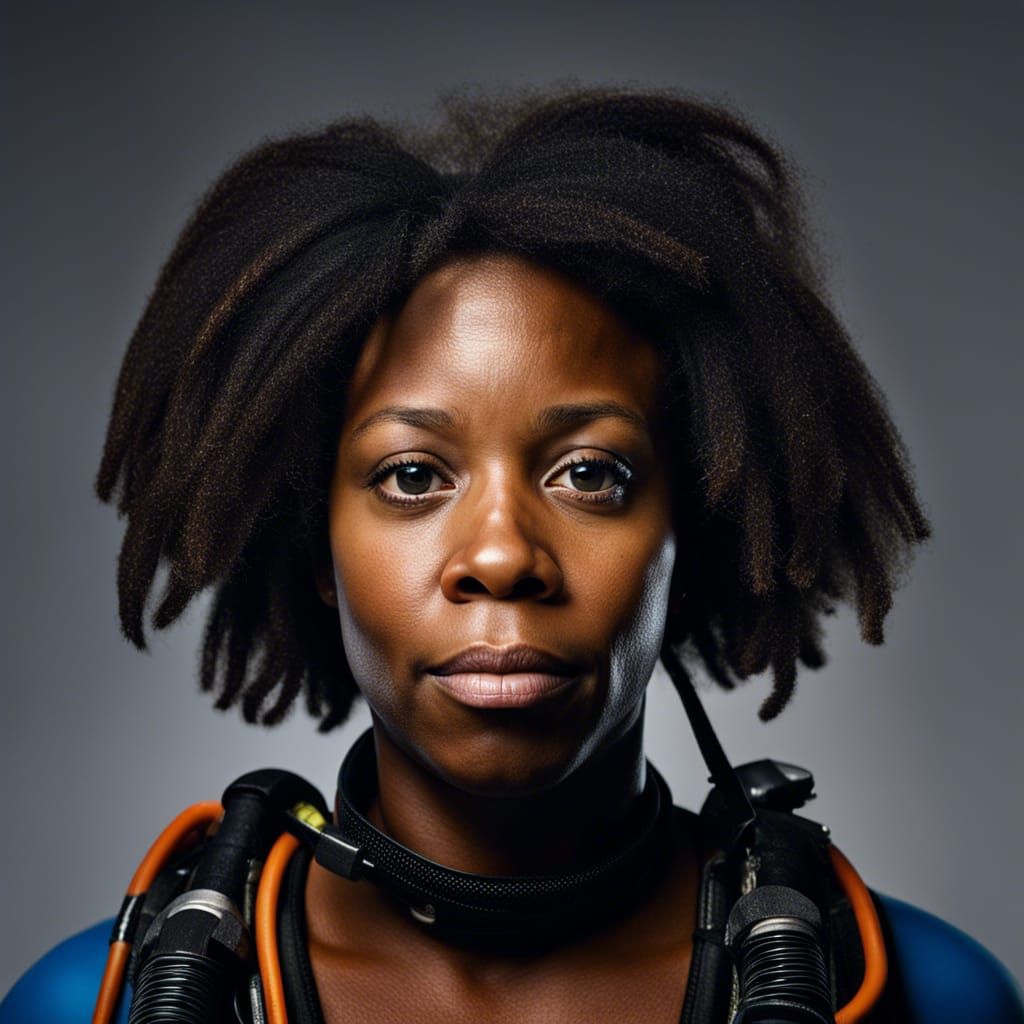 Black Woman Scuba Diver Portrait, Professional Photography S...