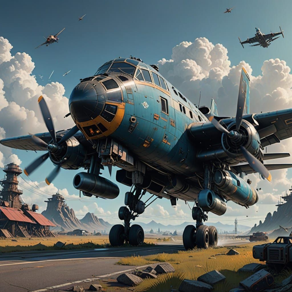 Majestic Futuristic Airplane in High-Detail Matte Painting S...