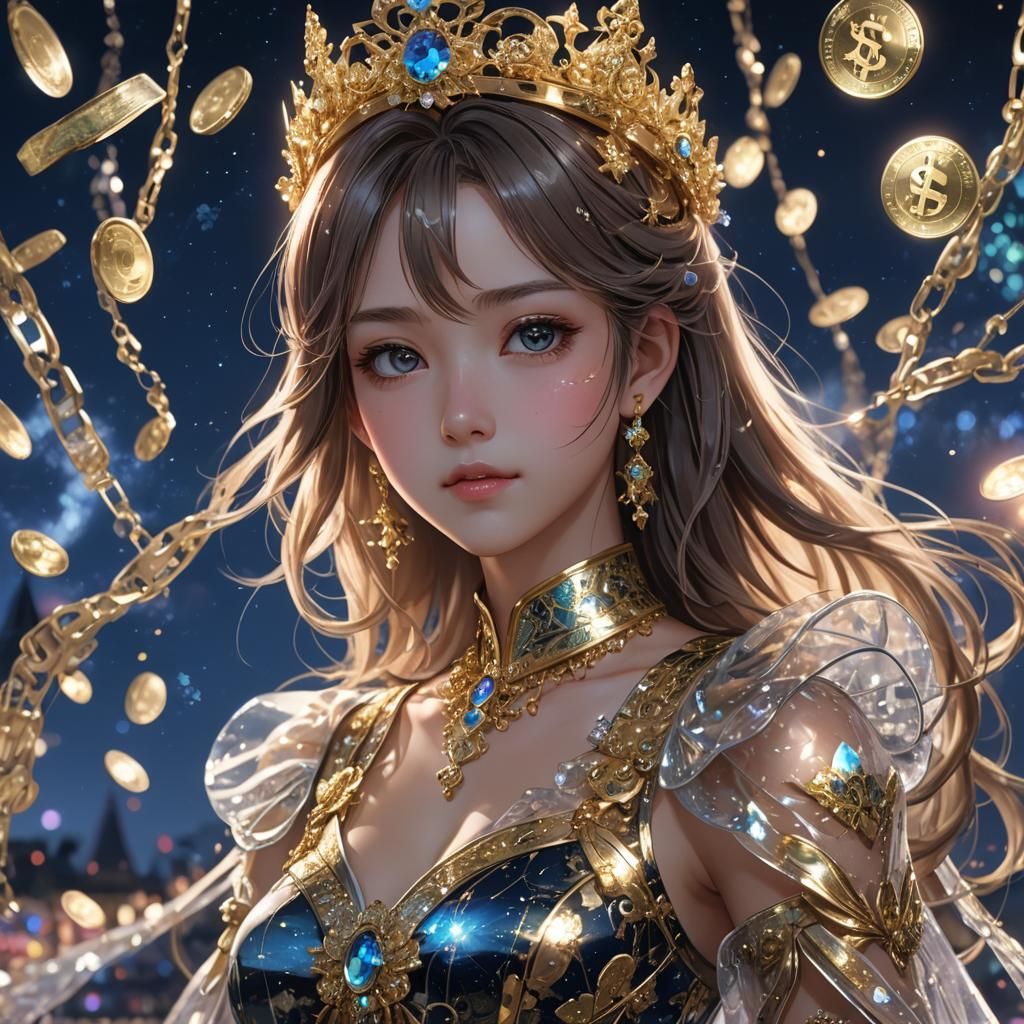 Money Princess Portrait in 3D Anime Style