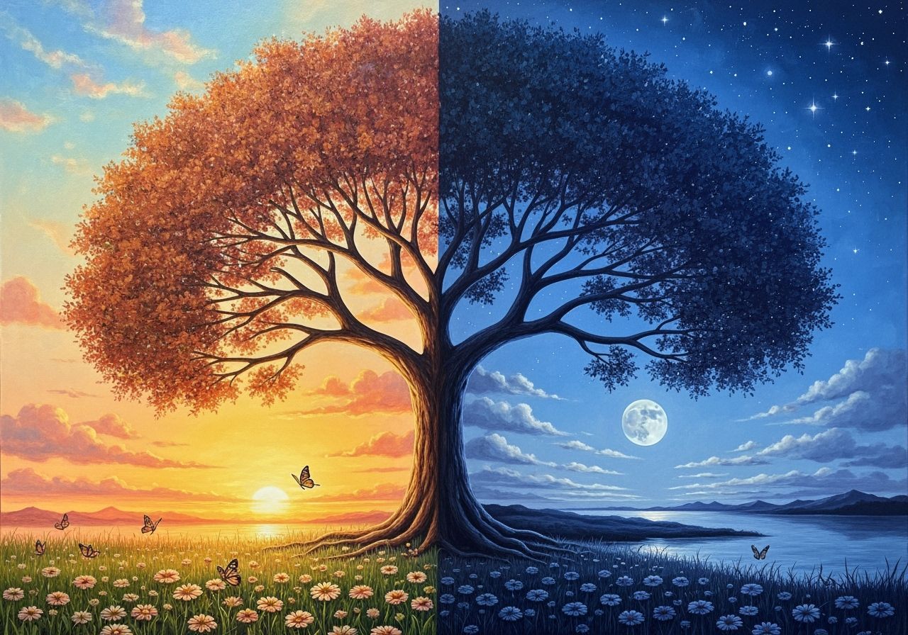 Surreal Tree Splits Day and Night Worlds