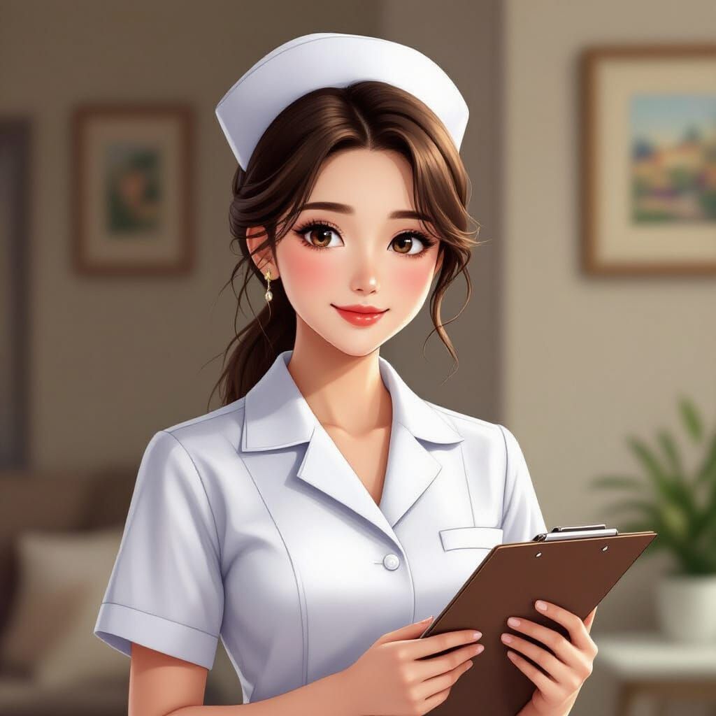Warm Portrait of a Young Nurse in Realistic Home Setting