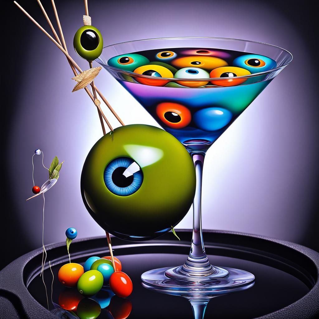 Surreal Eyeball Martini in Neo-Surrealist Style