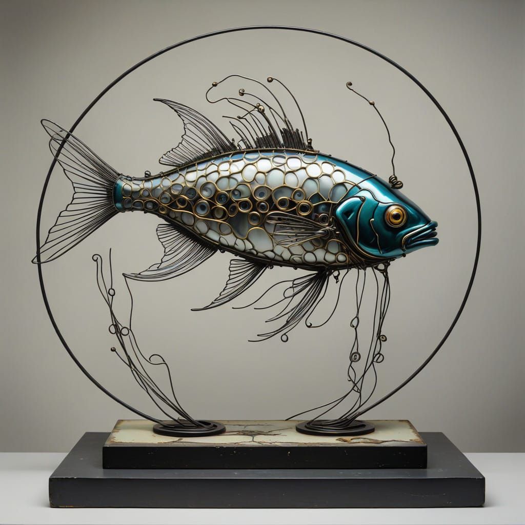 Wire sculpture herring