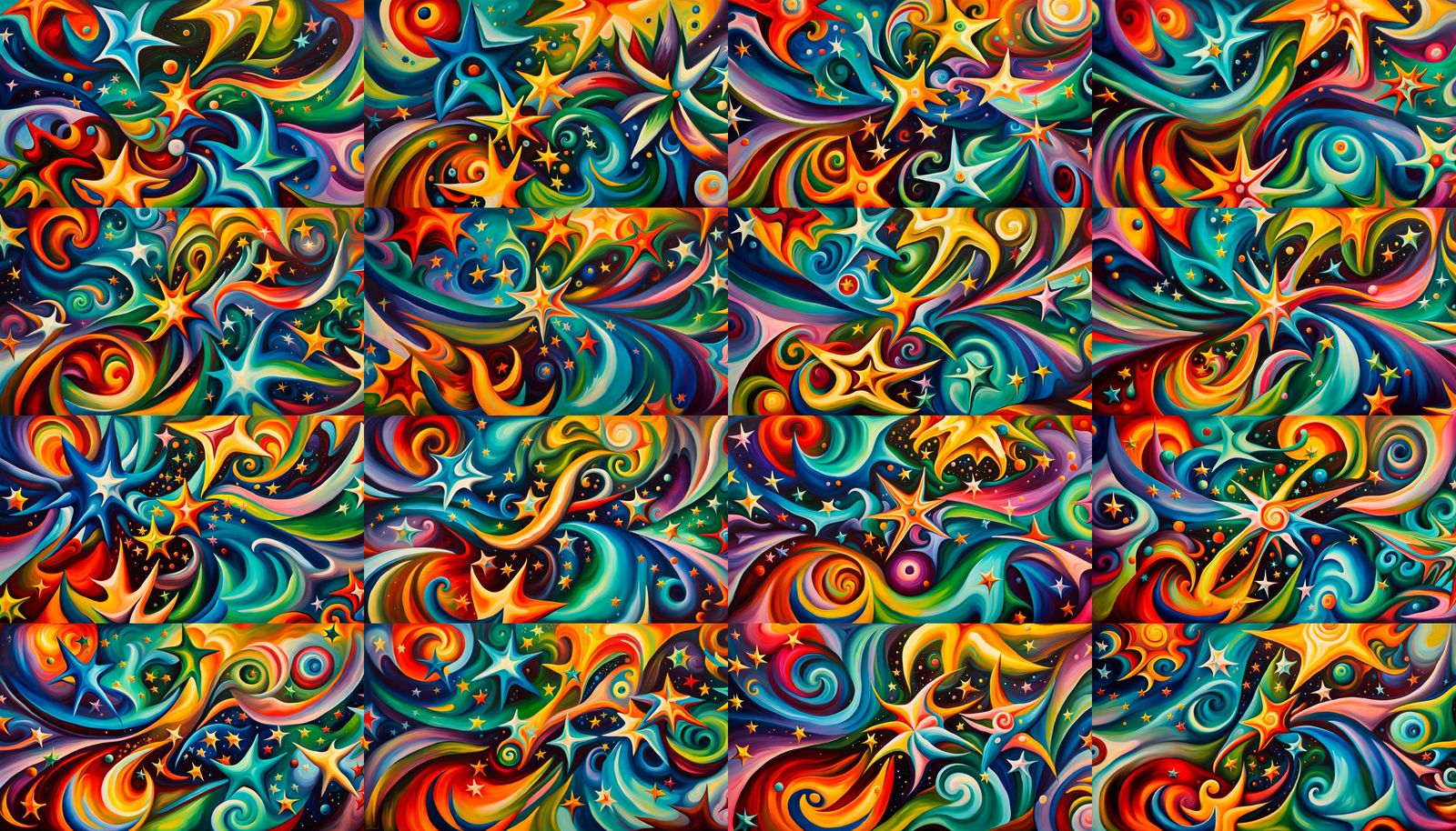 Harmonious Swirling Stars in Iridescent Plasma Maelstrom