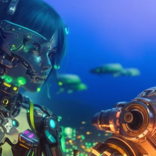 Cyberpunk Cyborg Portrait in Gritty Cityscape