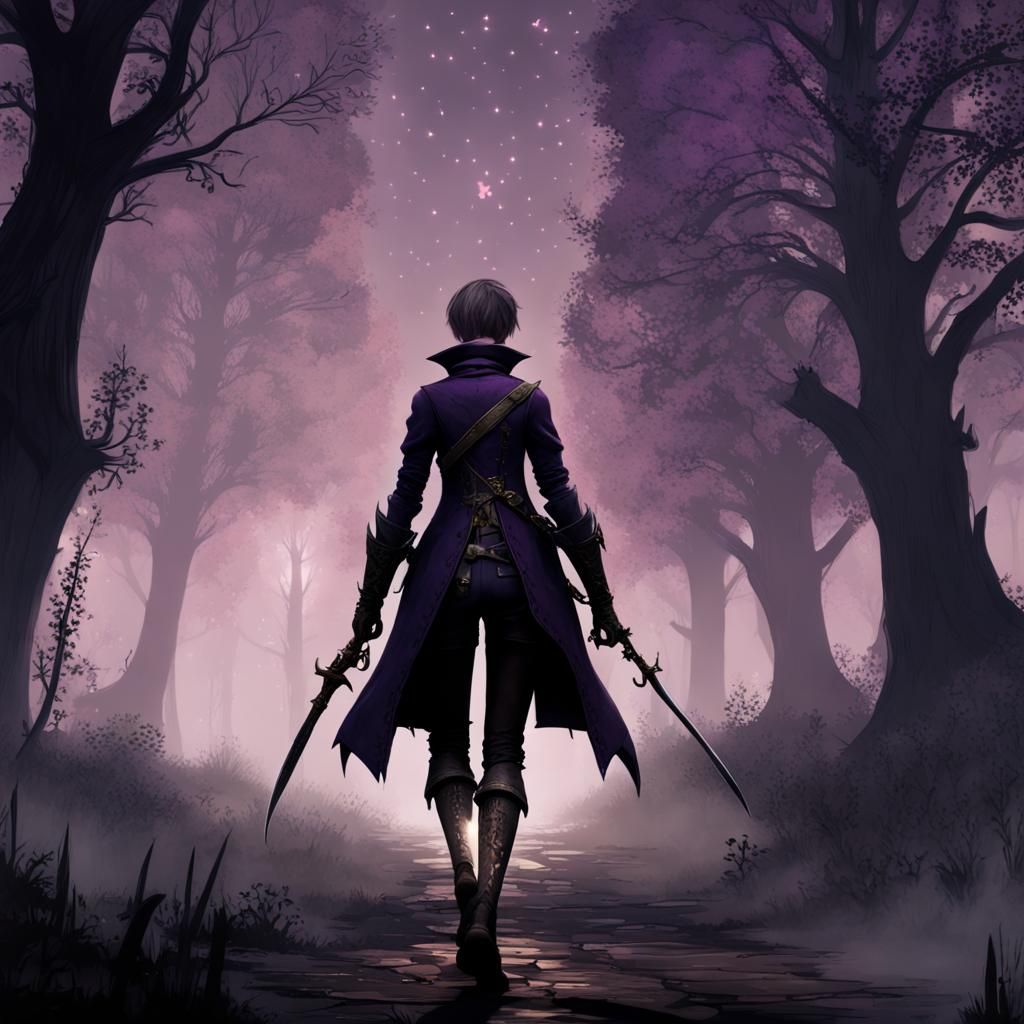 Dreamy Girl in Hunter Armor Amidst Fireflies