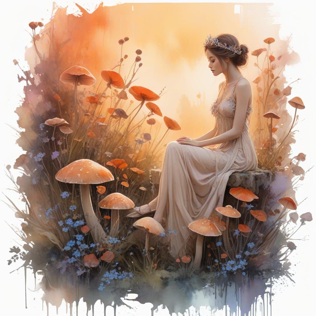 Fairy Queen on Mushroom Throne in Twilight Forest