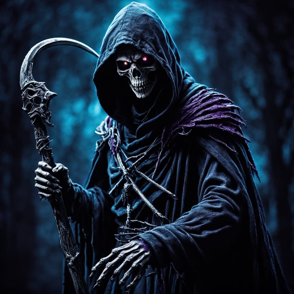 Dramatic Gothic Death Figure with Scythe