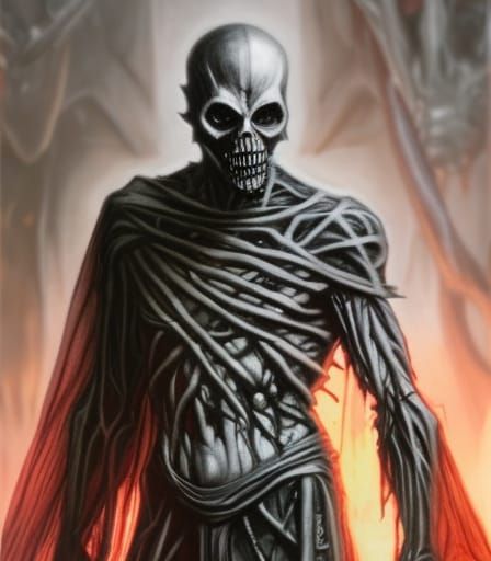 Undead Skull King of the Dead in Cyberpunk Horror Style