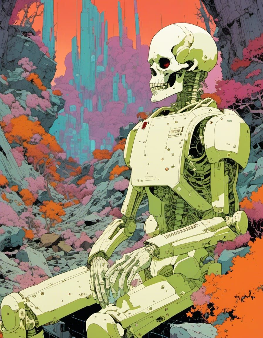 Depressed Android Conqueror in Cyberpunk Style