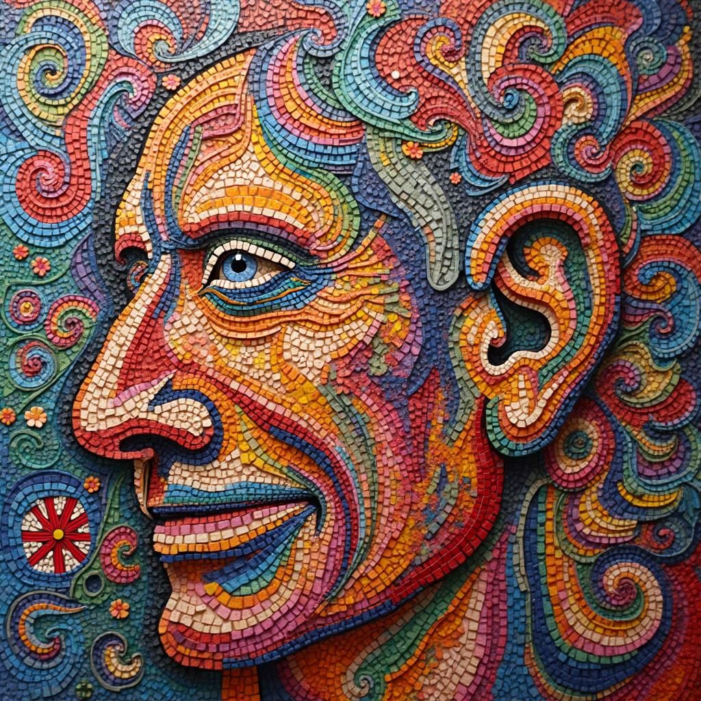 Diverse Faces Radiating Hope in Mosaic Style