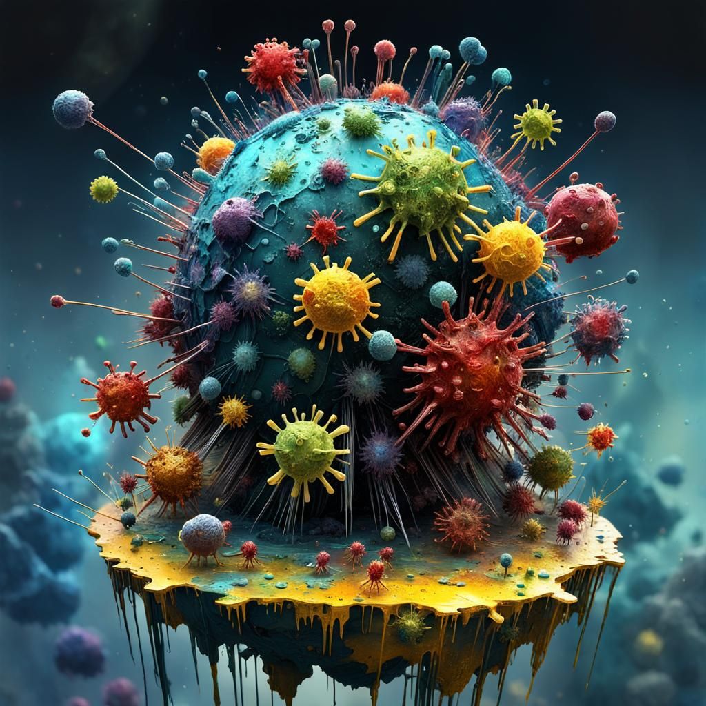 Microscopic World: 3D Viruses in a Detailed Matte Painting