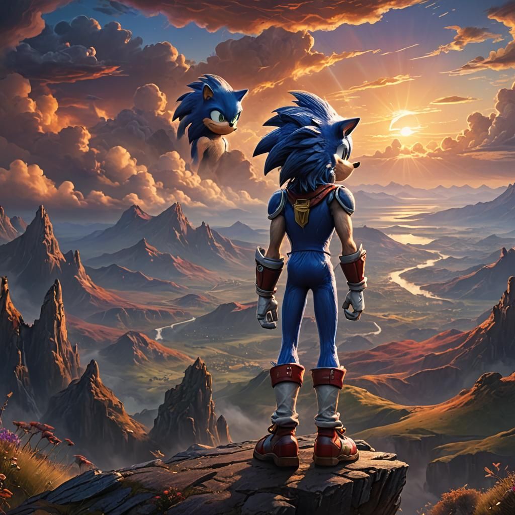 Sonic on Mountaintop: Mystical Landscape Concept Art