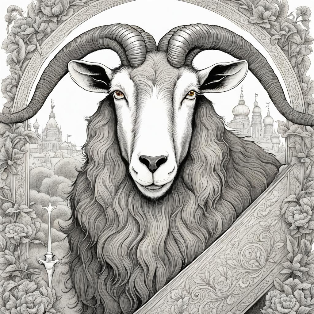 Whimsical Illustration of a Greedy Goat