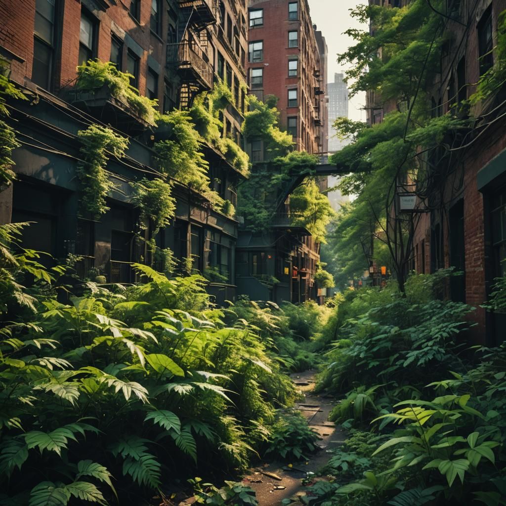 Overgrown New York City: Cinematic Film Still