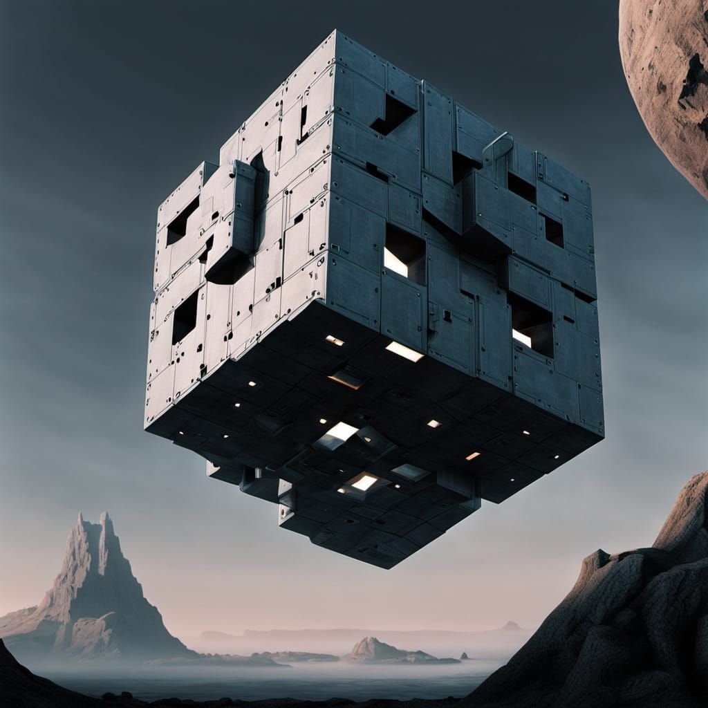 Brutalist Sci-Fi Borg Cube Architecture
