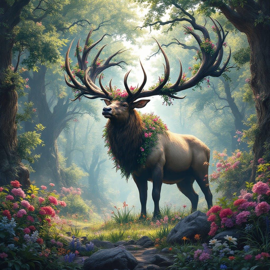 Majestic Elk King of the Celestial Forest