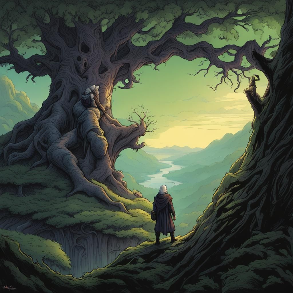 Drizzt Do'Urden Gazing from Ancient Tree