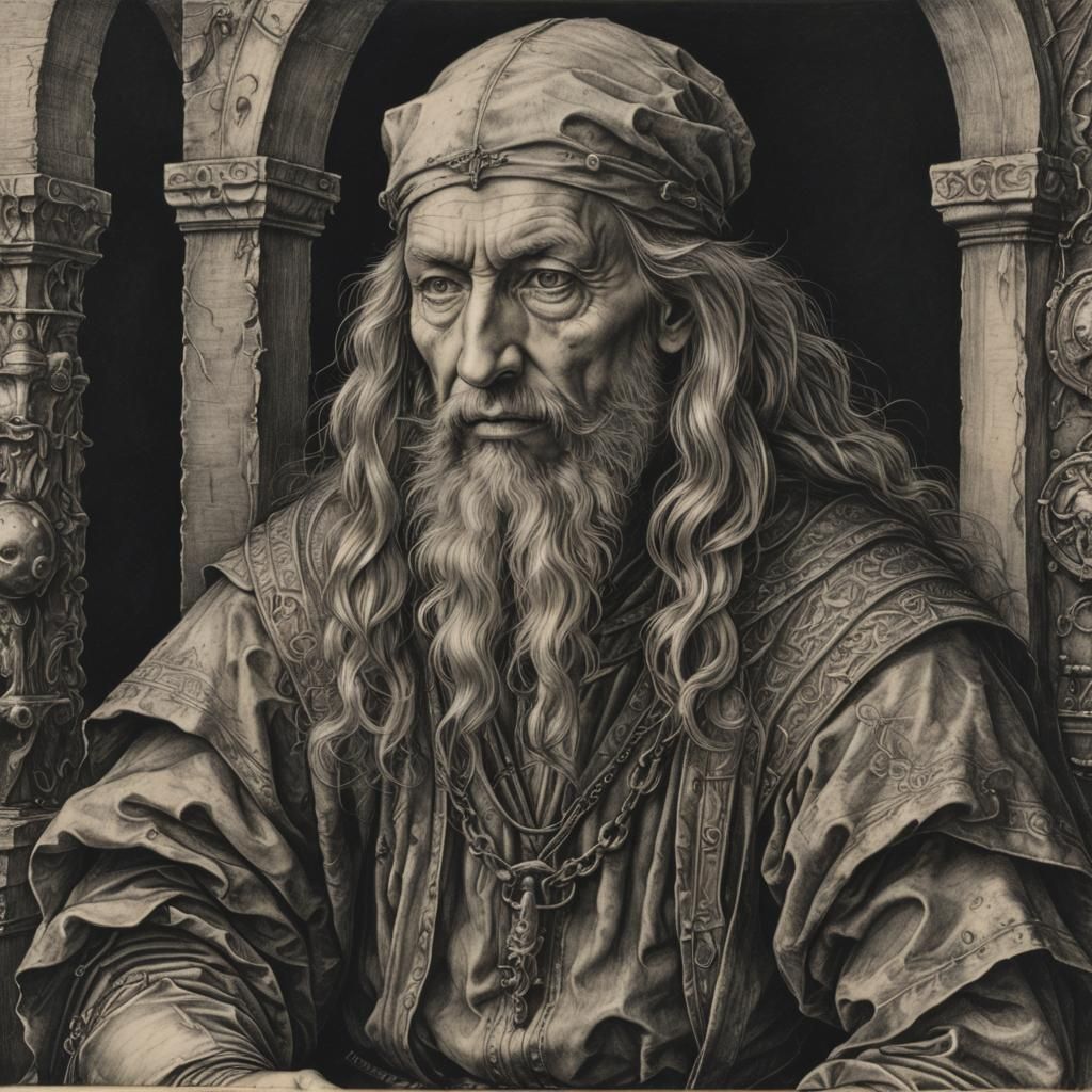 Dungeon Master in Charcoal Drawing Style