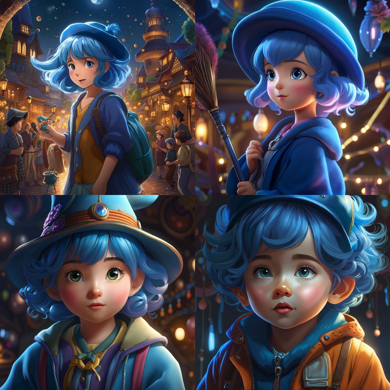 Whimsical Witch Portrait in Anime Style