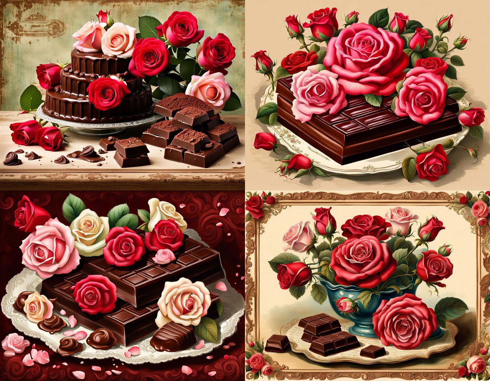 Elaborate Ephemeral Image of Chocolate and Roses