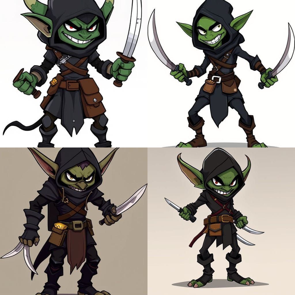 Fantasy Goblin Rogue in Sleek Cartoon Style