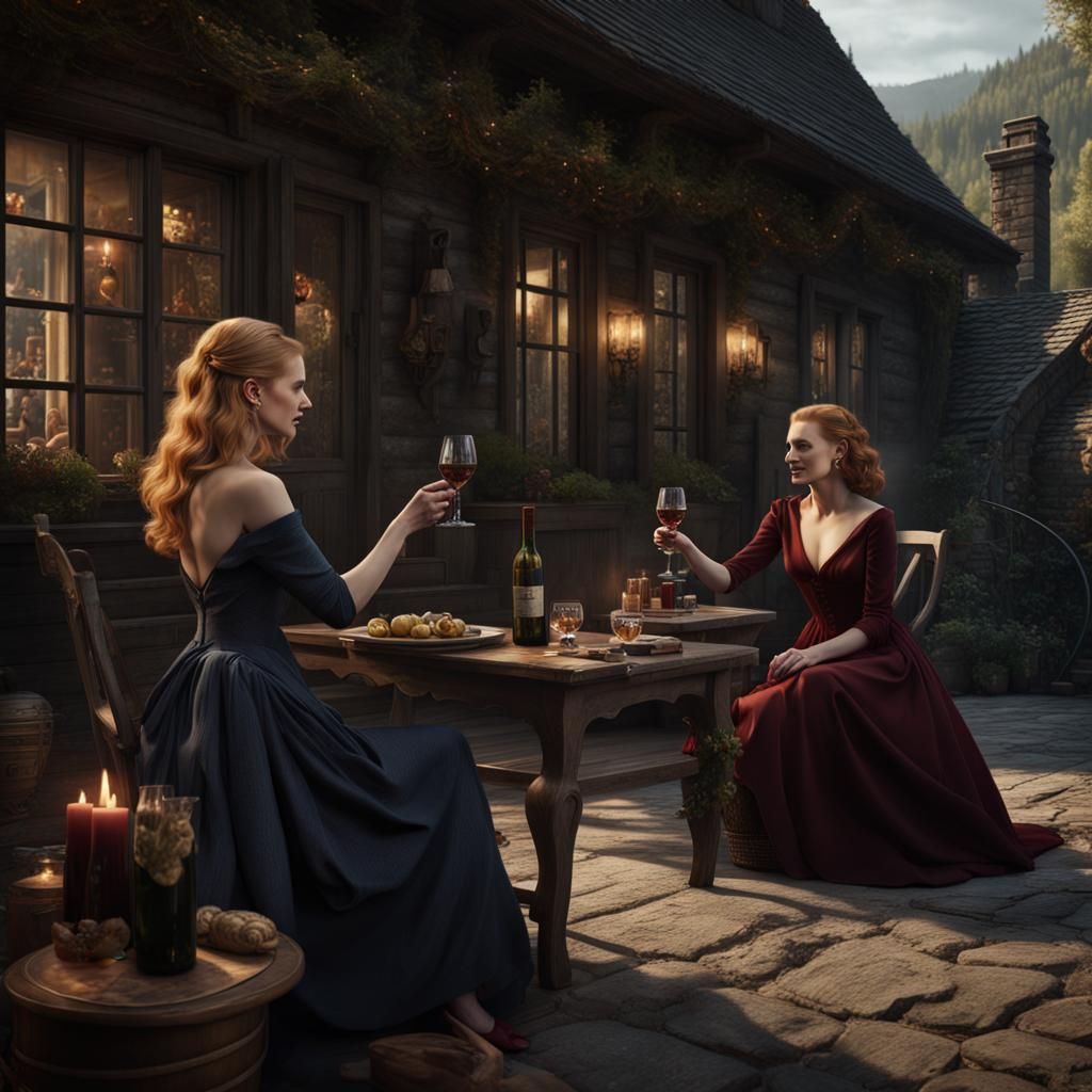 Cottage Porch Scene in Detailed Matte Painting Style