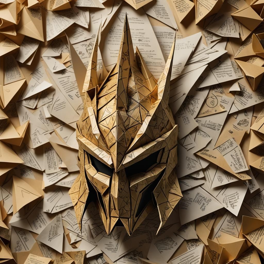 Origami Sauron Helmet Paper Sculpture Art