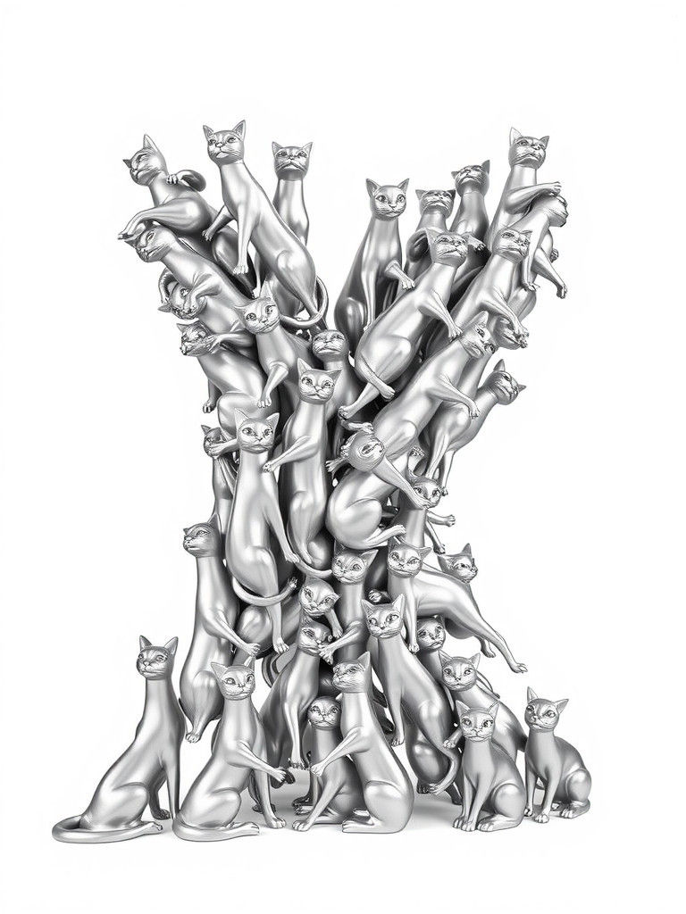 Pop Art Cat Sculpture of Letter K