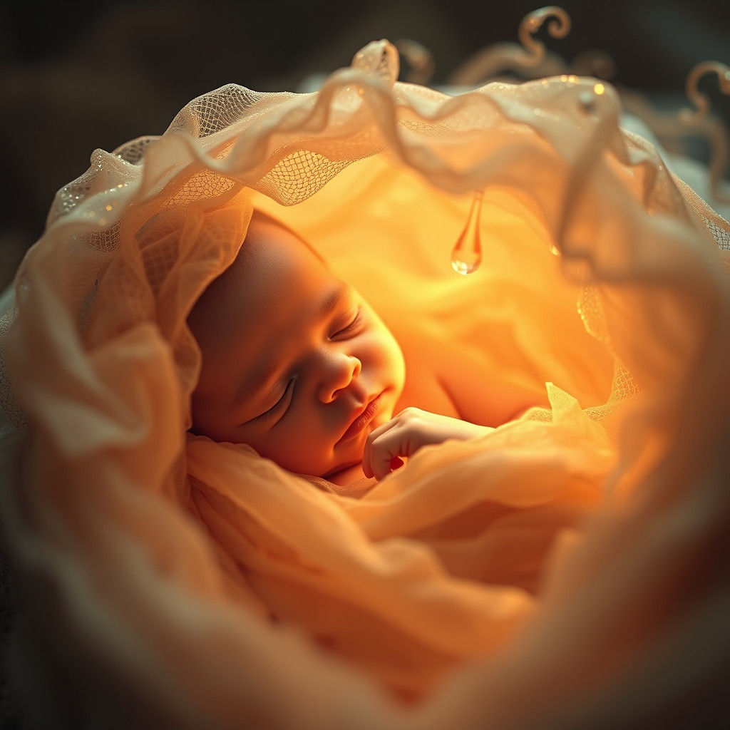 Newborn Infant's Ethereal Transformation in Jewel-Toned Ligh...
