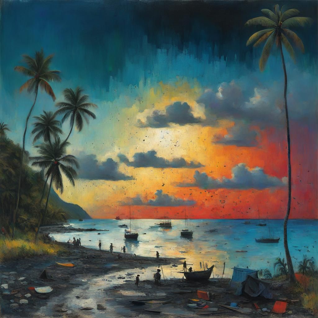 Gauguin-esque Haiti Island Painting