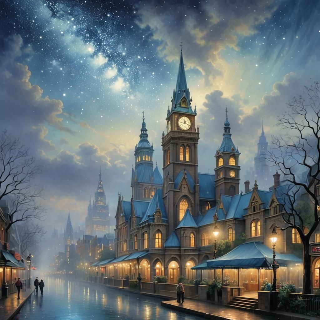 Melbourne Under Starry Night in Ethereal Style