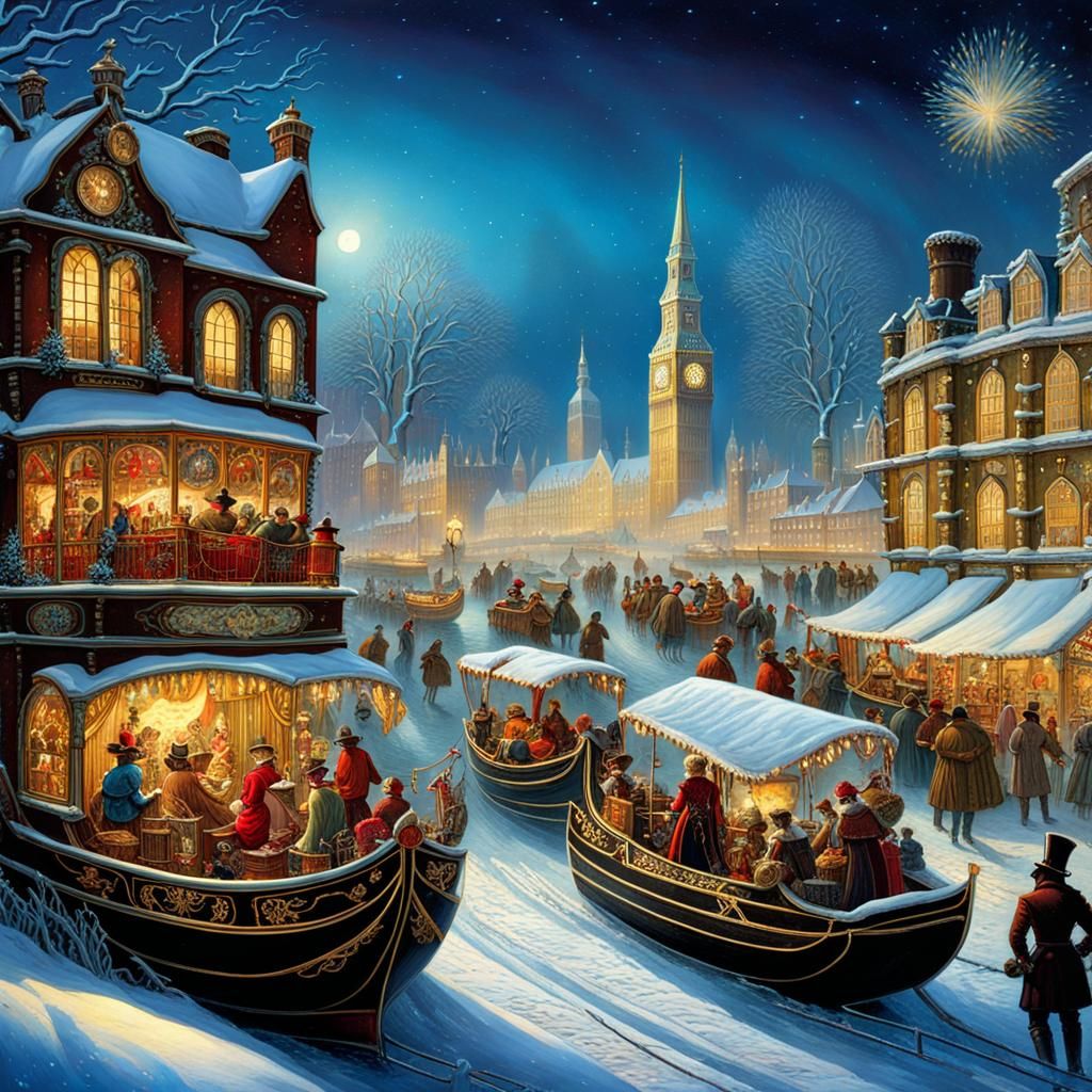 Steampunk Frost Fair on the Frozen Thames