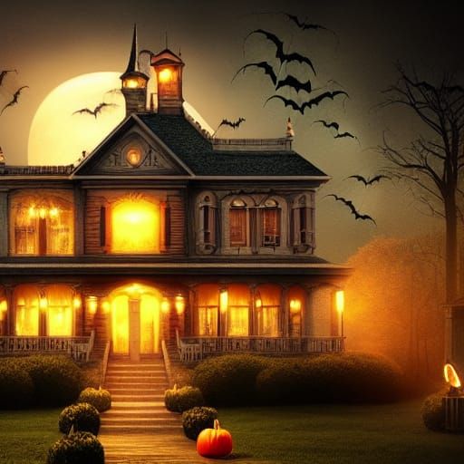 Dramatic Halloween House Digital Matte Painting