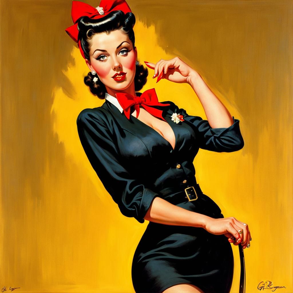 Classic Pin-Up Girl Illustration