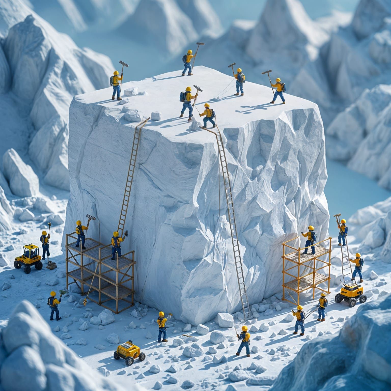Giant Eraser Rock Formation with Tiny Workers
