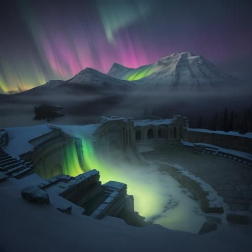 Northern Lights Dance Over Ancient Greek Theater