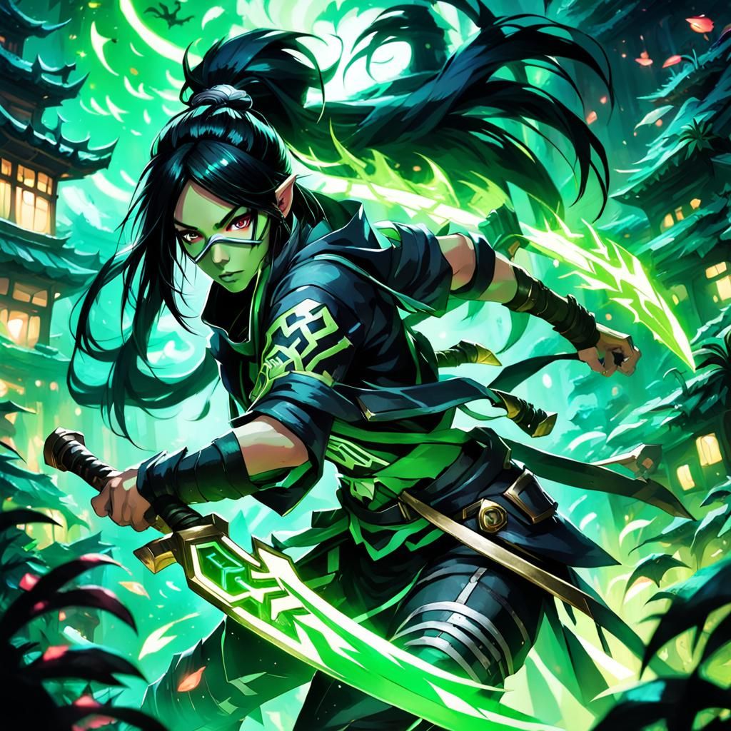 Akali in Neon Jungle at Night