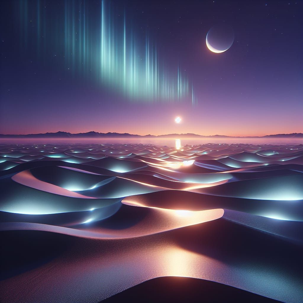 Glass Desert Dunes Under Multi-Moon Sky