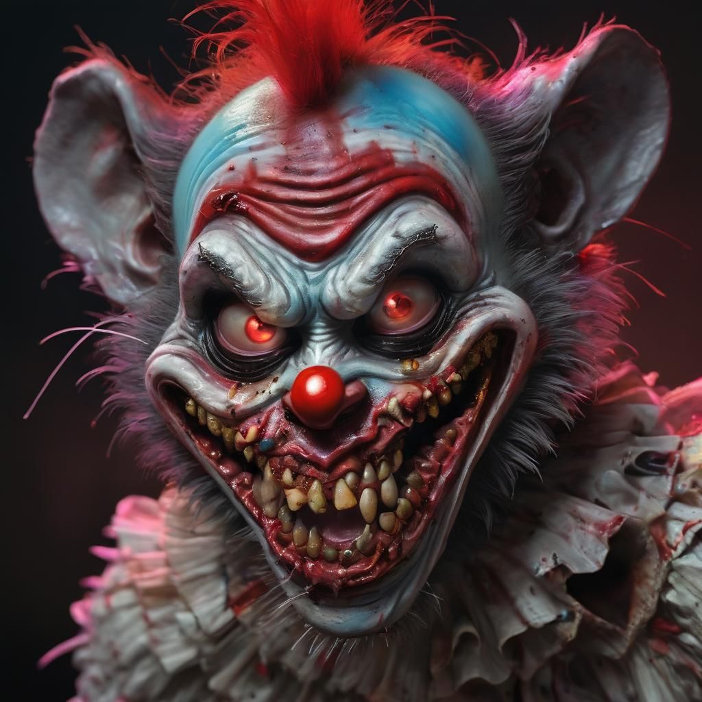Zombie Monkey Clown in Surreal Digital Art