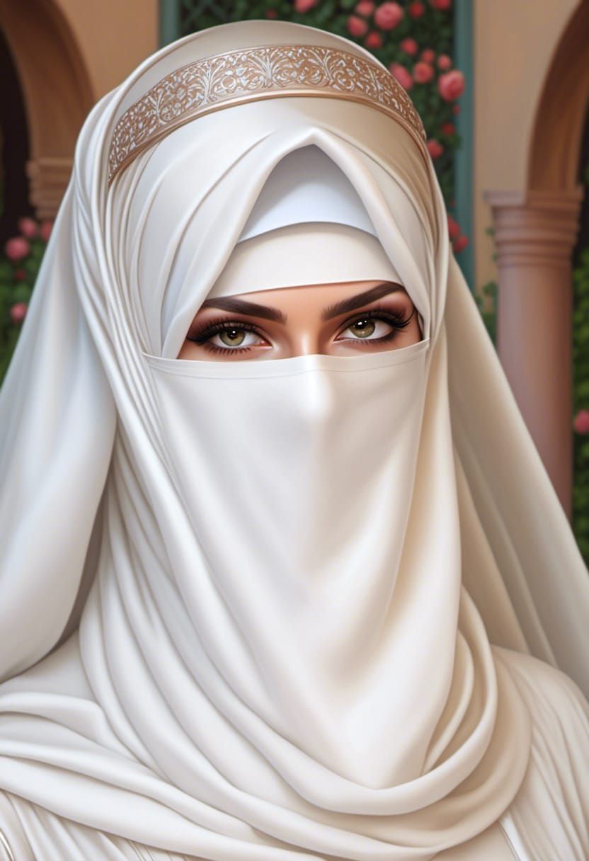 Beautiful Niqabi Woman Portrait in Hyperrealistic Style