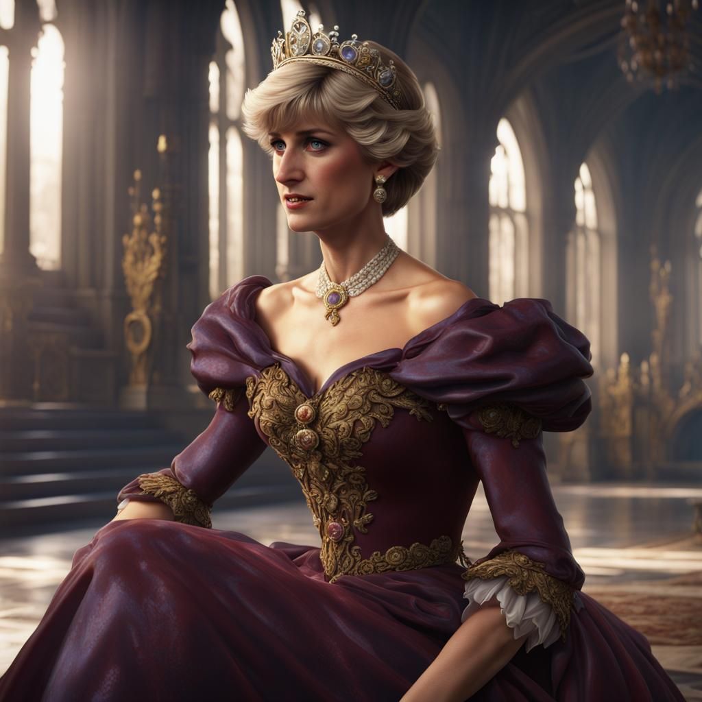 Princess Diana: Detailed Matte Painting in Deep Color
