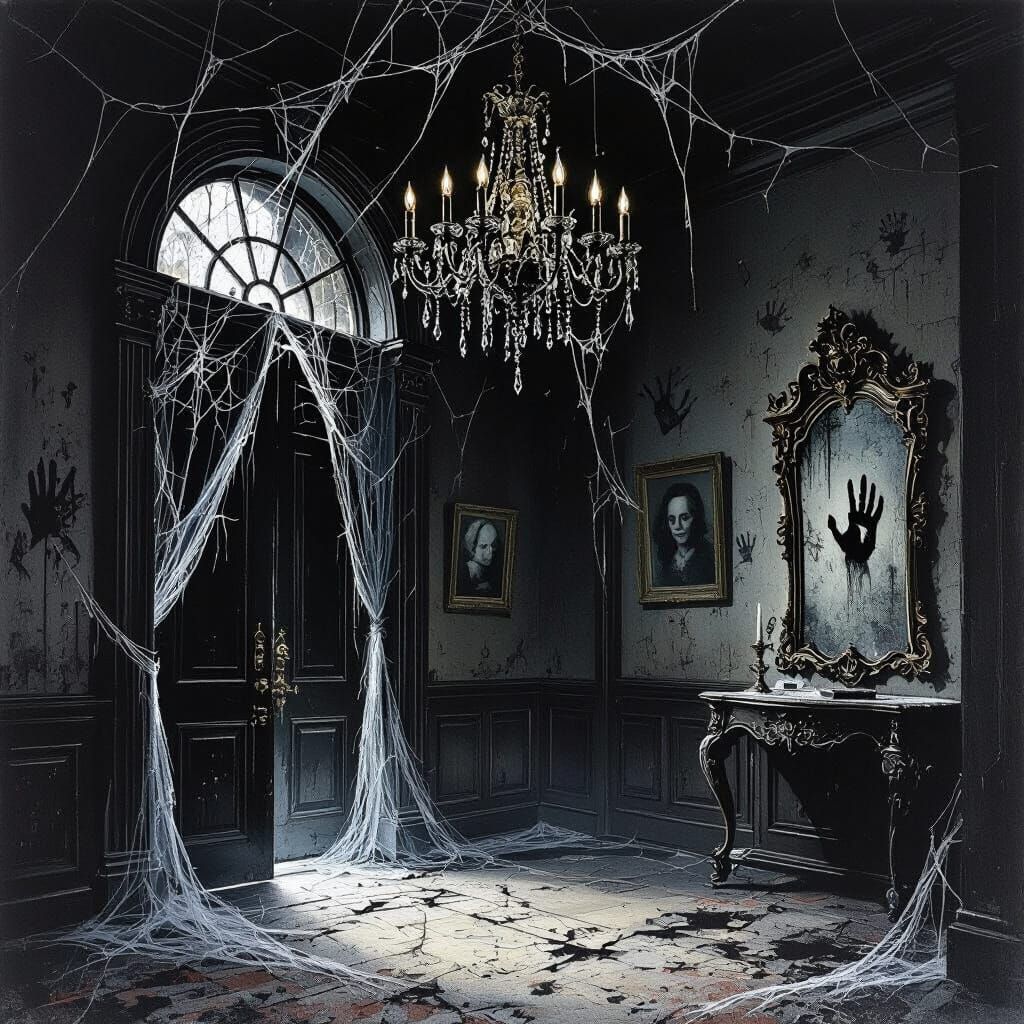 Gothic Horror Haunted Foyer Illustration
